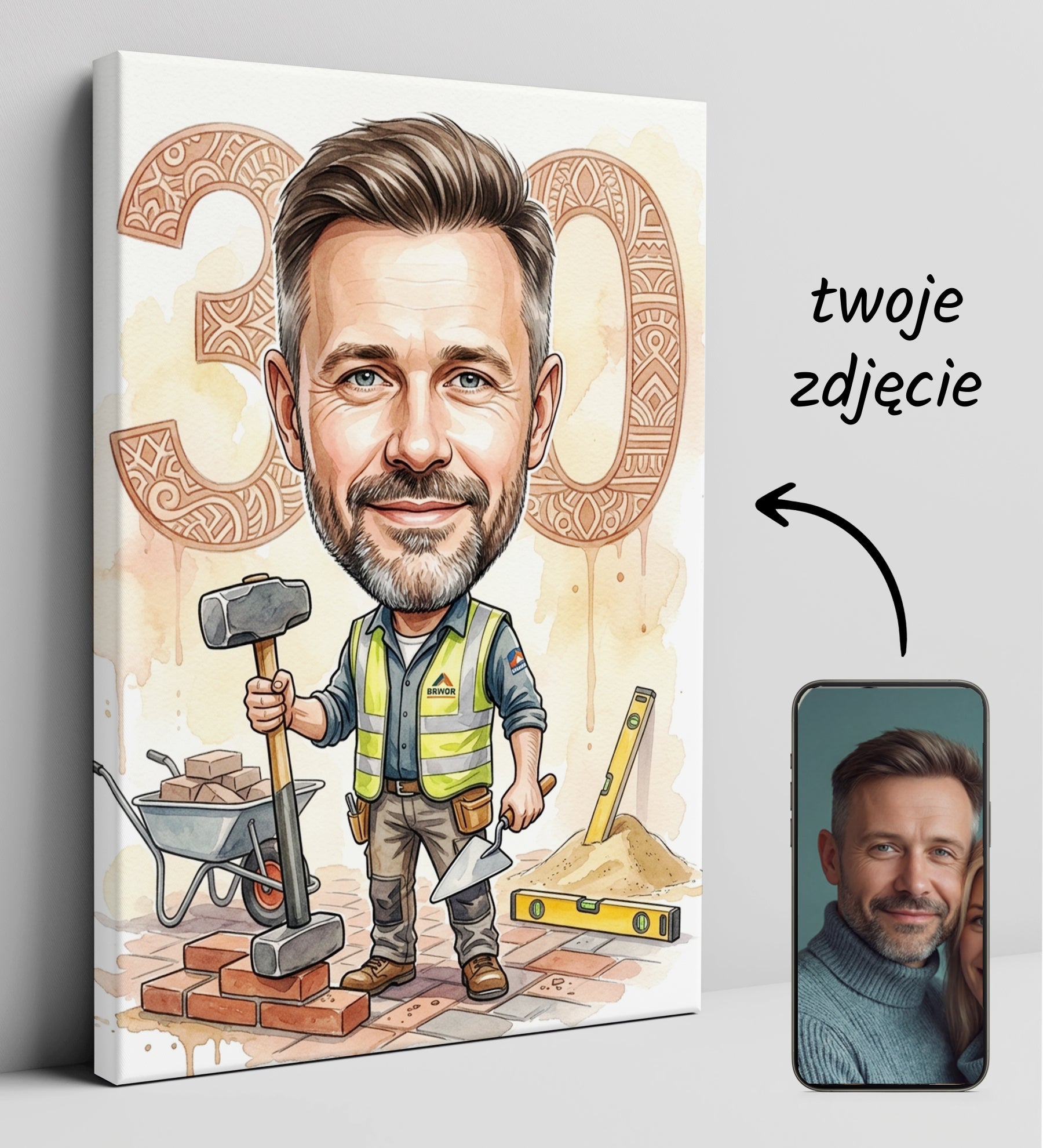 Pomysł na prezent dla brukarza - karykatura ze zdjęcia glowne