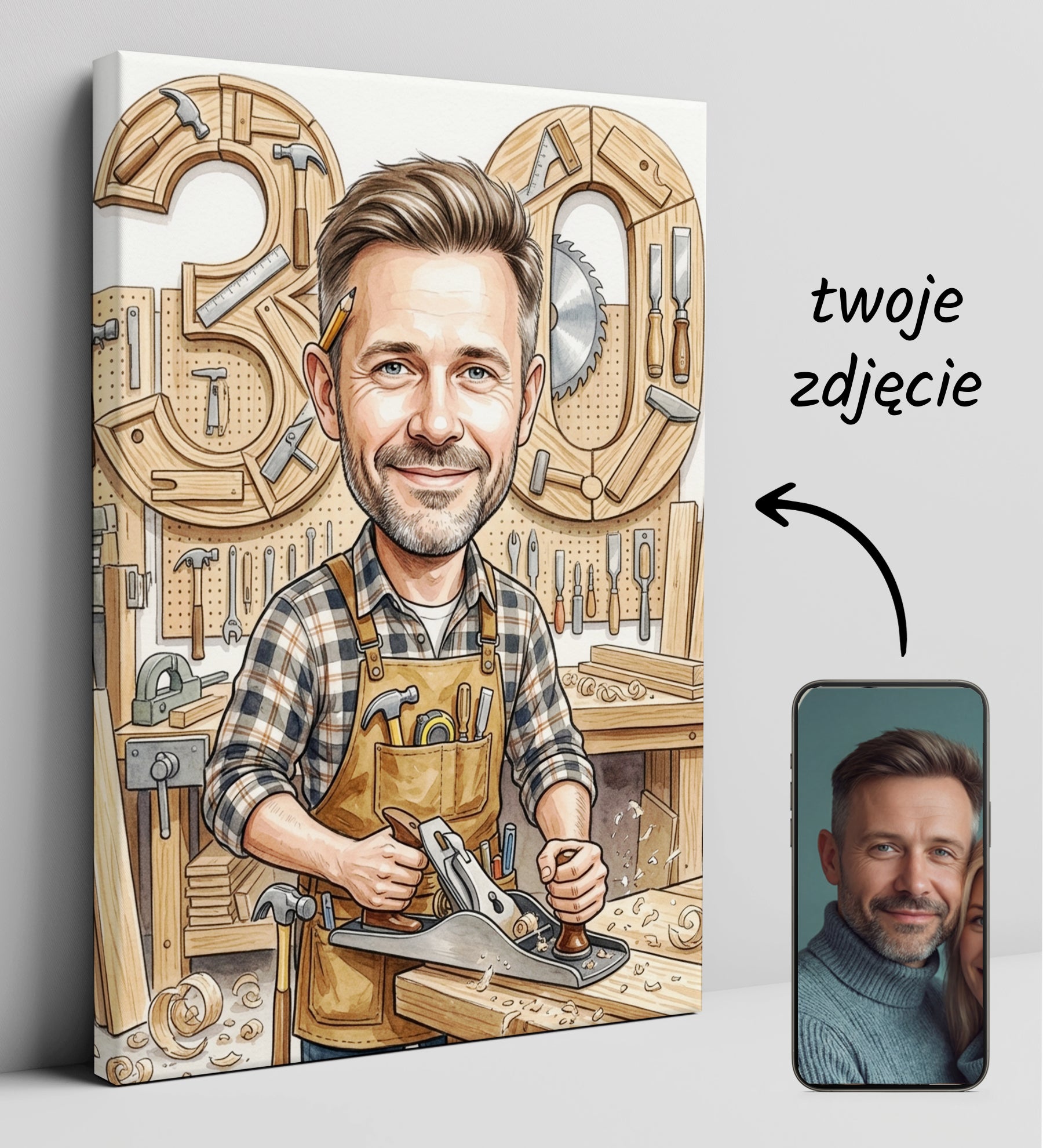 Pomysł na prezent dla cieśli - karykatura ze zdjęcia glowne