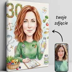 Pomysł na prezent dla dietetyczki - personalizowana karykatura ze glowne