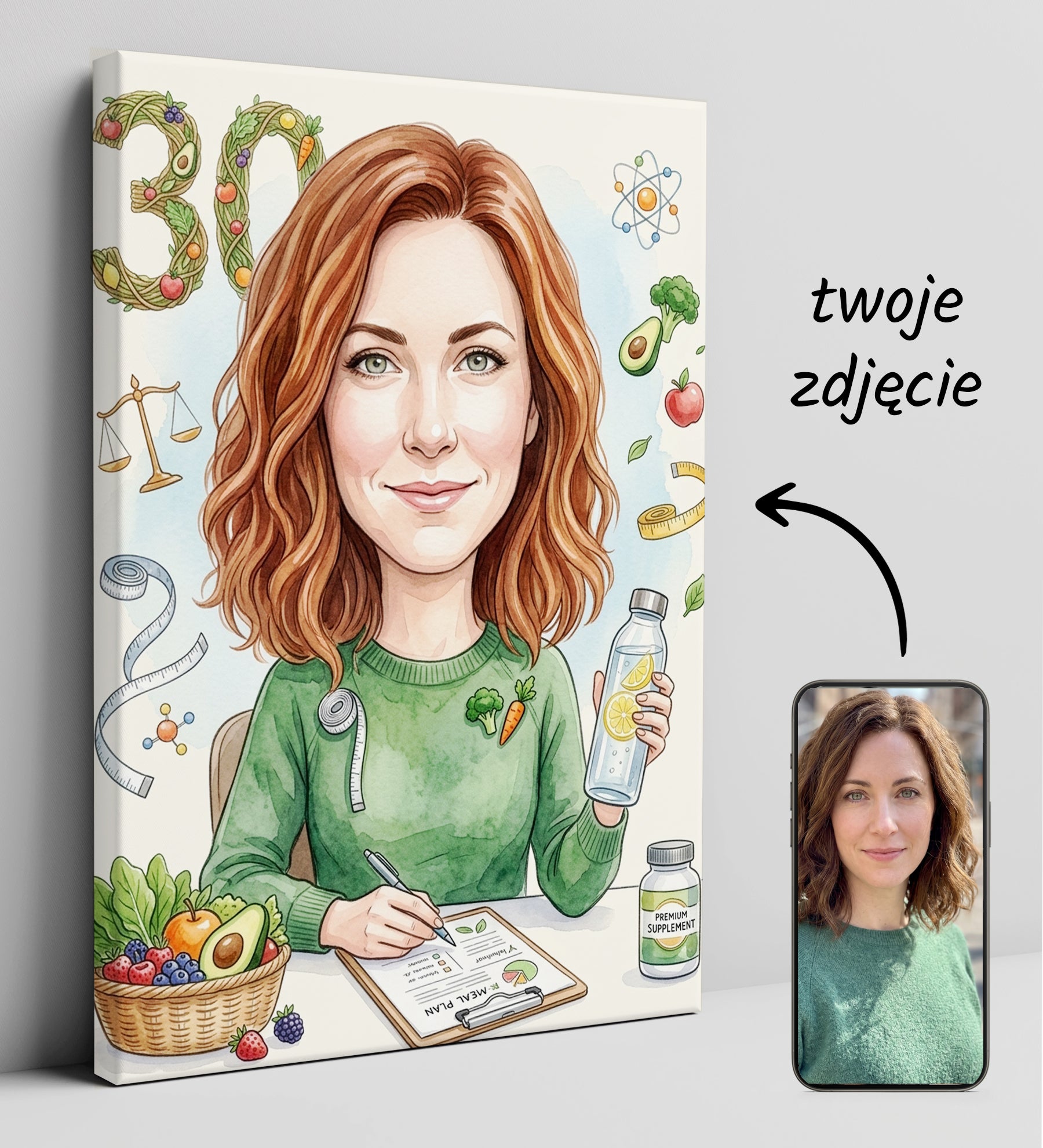 Pomysł na prezent dla dietetyczki - personalizowana karykatura ze glowne