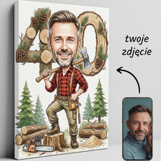 Pomysł na prezent dla drwala - karykatura na 40 urodziny glowne