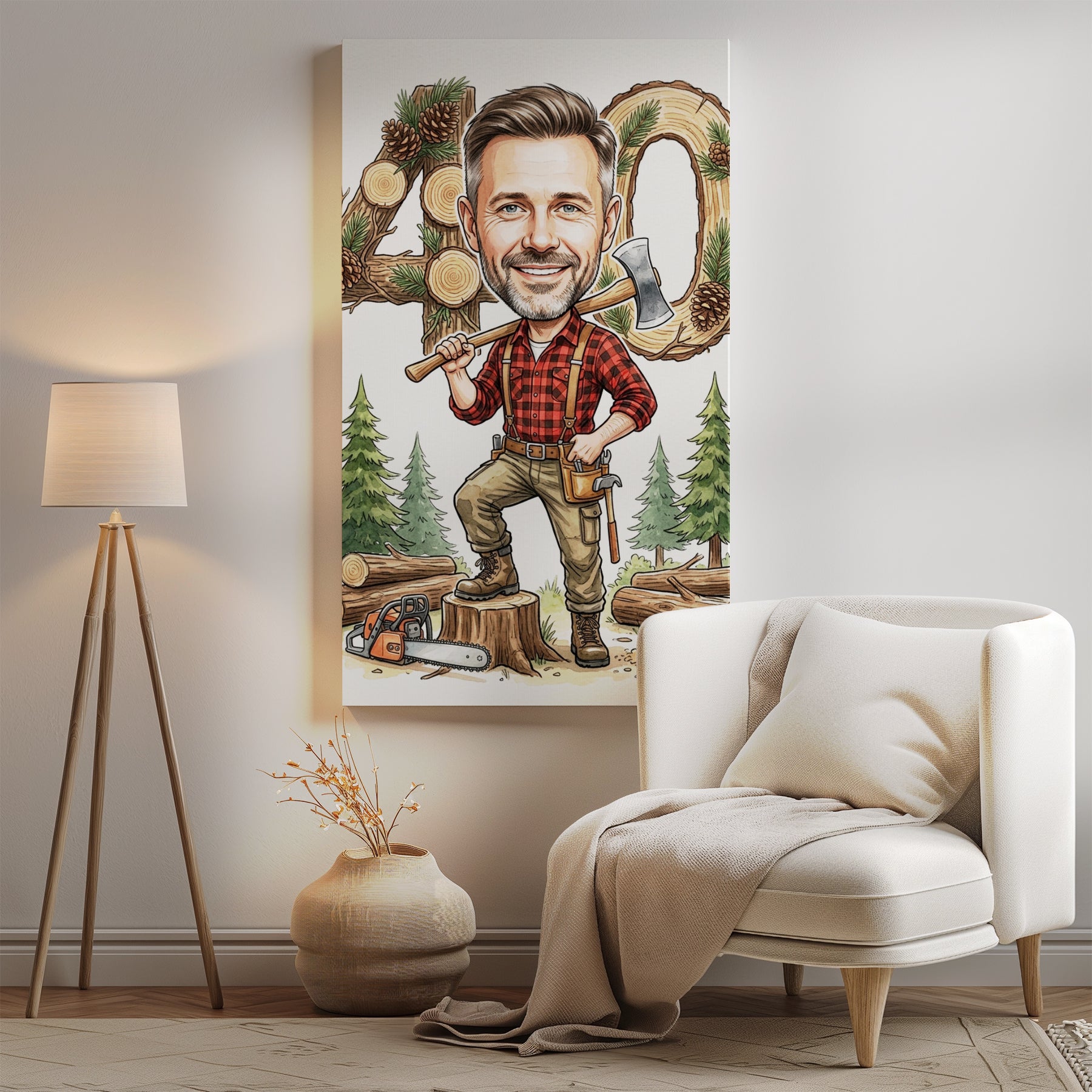 Pomysł na prezent dla drwala - karykatura na 40 urodziny mockup 2