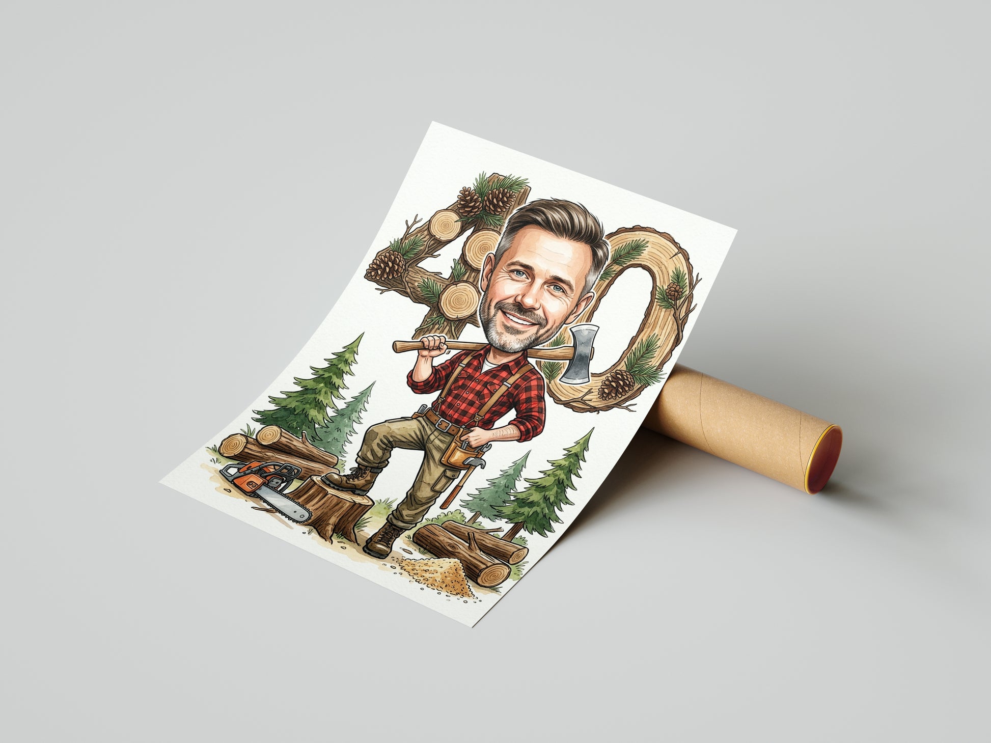 Pomysł na prezent dla drwala - karykatura na 40 urodziny mockup 4