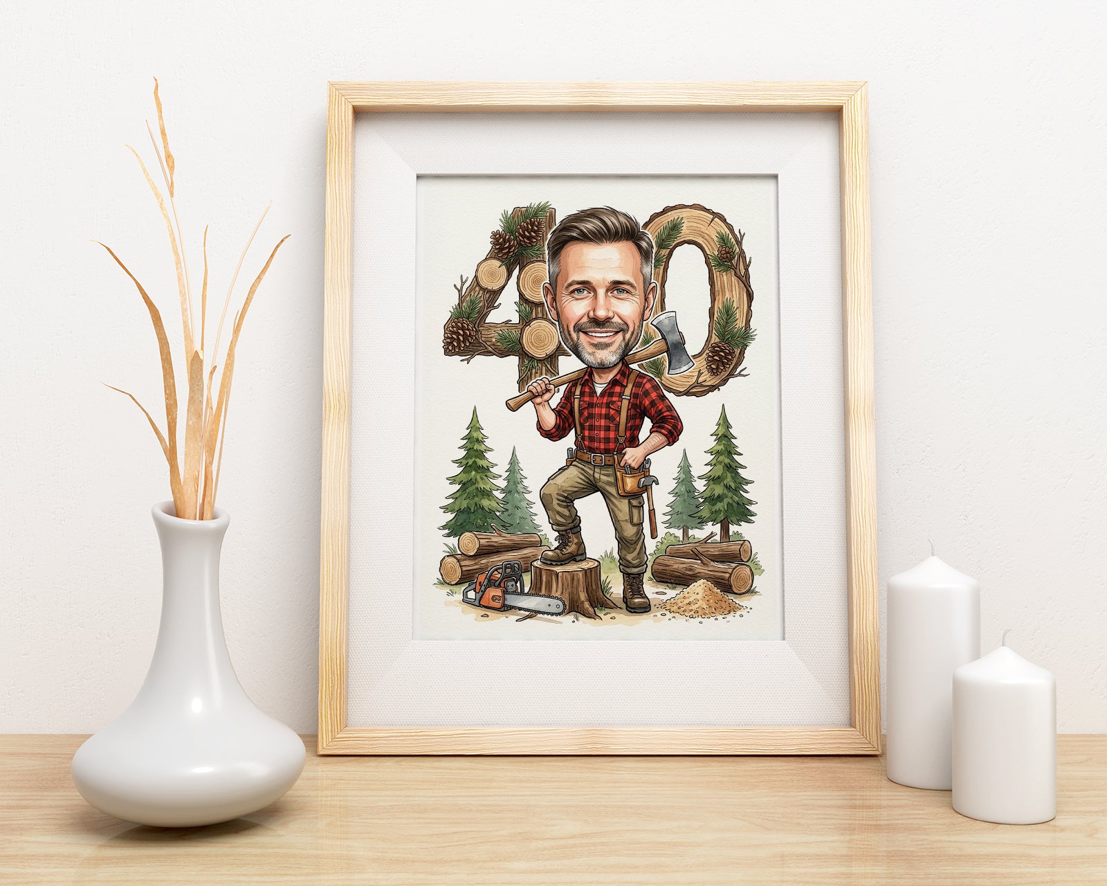 Pomysł na prezent dla drwala - karykatura na 40 urodziny mockup 3