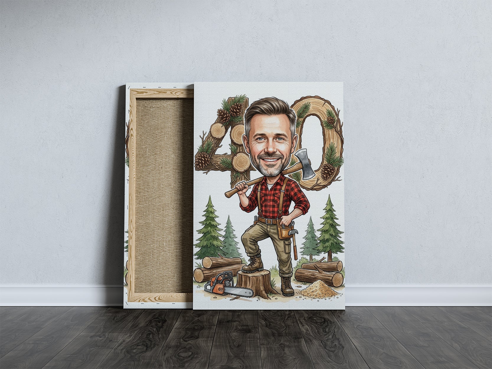 Pomysł na prezent dla drwala - karykatura na 40 urodziny mockup 5