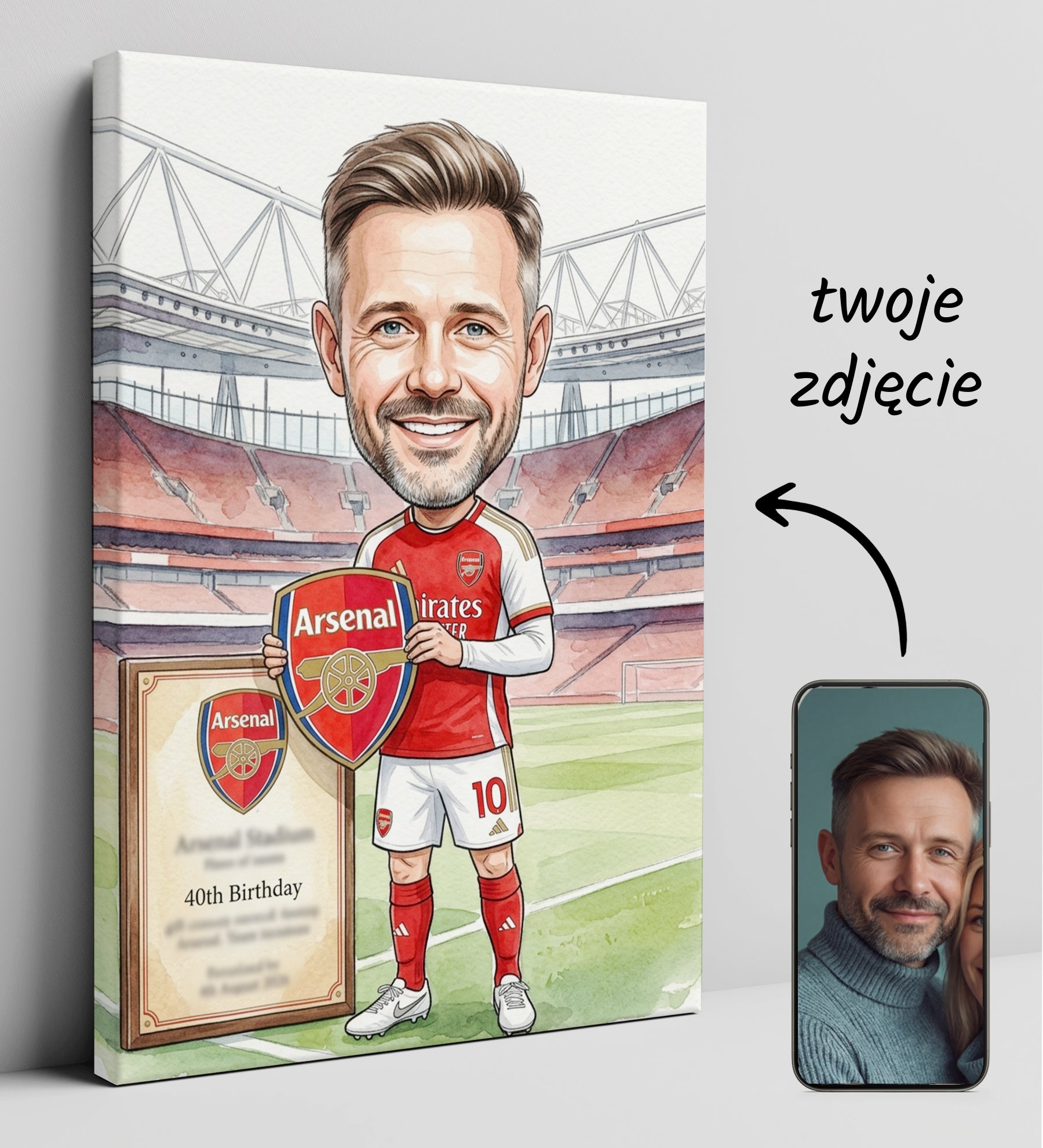 Karykatura Arsenal na 40 Urodziny - Personalizowany Prezent glowne