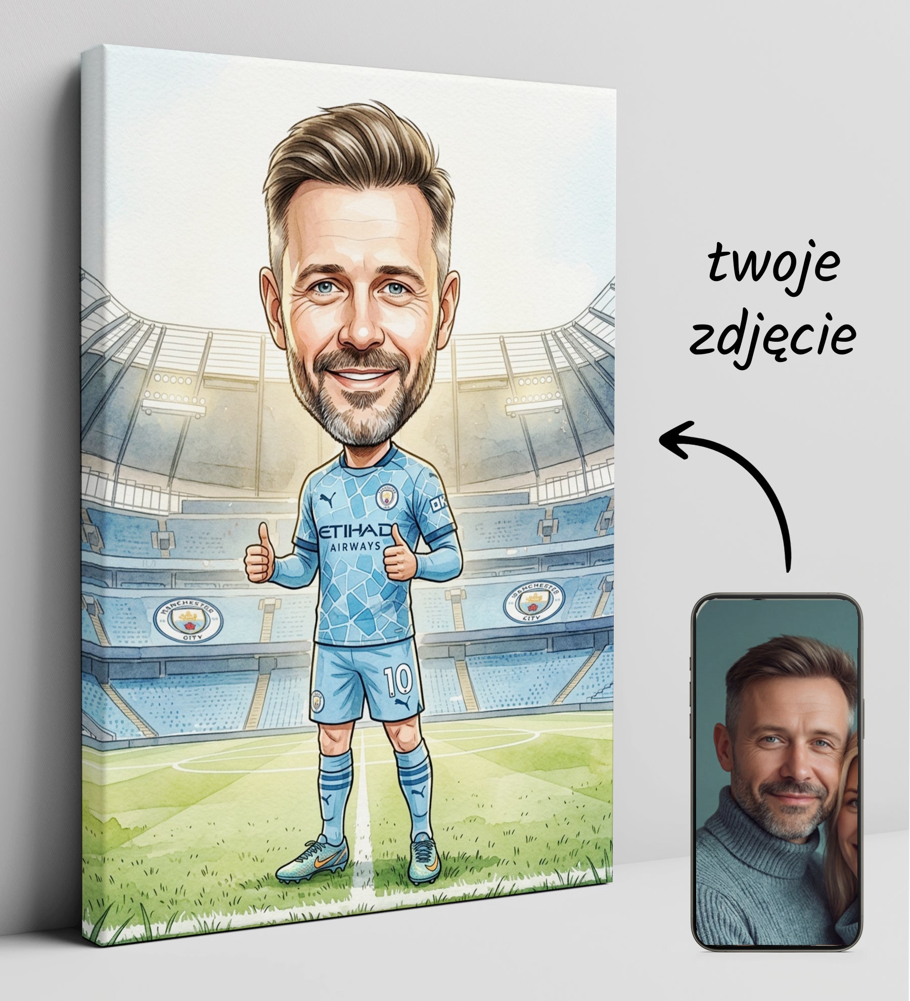 Karykatura Manchester City na 40 Urodziny - Personalizowany Prezent glowne