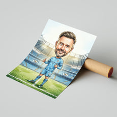Karykatura Manchester City na 40 Urodziny - Personalizowany Prezent mockup 4