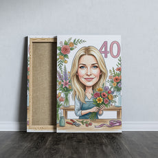 Karykatura florystka na 40 urodziny - personalizowany prezent mockup 5