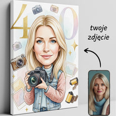 Karykatura fotografki na 40 urodziny - personalizowany prezent glowne