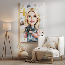 Karykatura fotografki na 40 urodziny - personalizowany prezent mockup 2