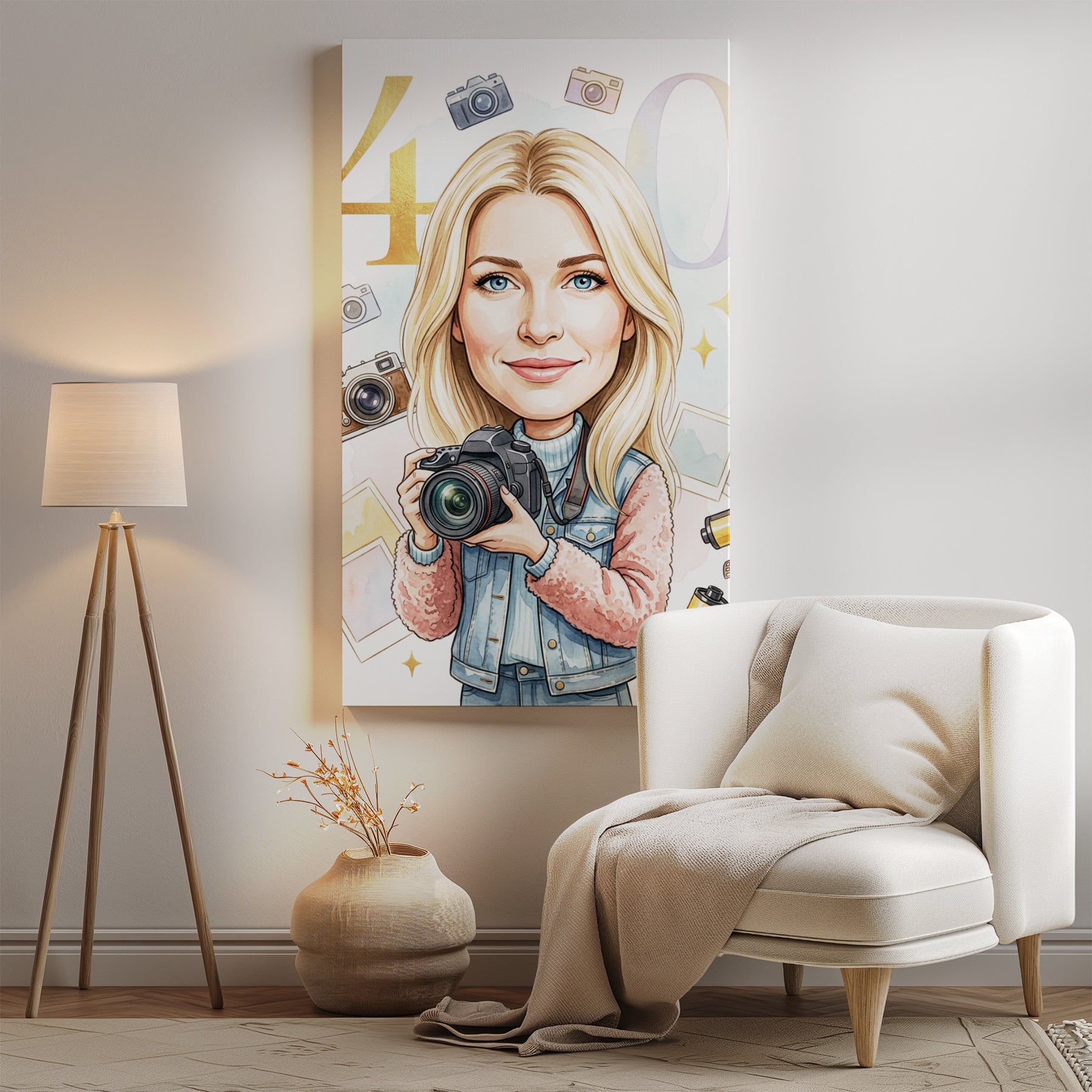 Karykatura fotografki na 40 urodziny - personalizowany prezent mockup 2
