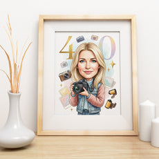 Karykatura fotografki na 40 urodziny - personalizowany prezent mockup 3