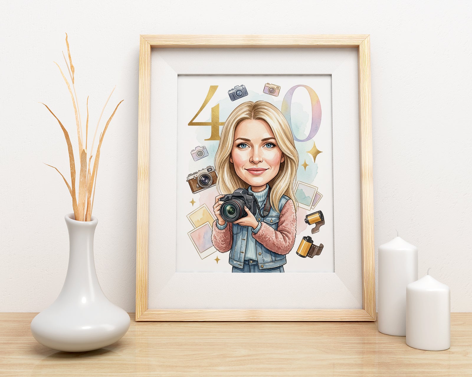 Karykatura fotografki na 40 urodziny - personalizowany prezent mockup 3