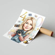 Karykatura fotografki na 40 urodziny - personalizowany prezent mockup 4