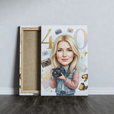 Karykatura fotografki na 40 urodziny - personalizowany prezent mockup 5