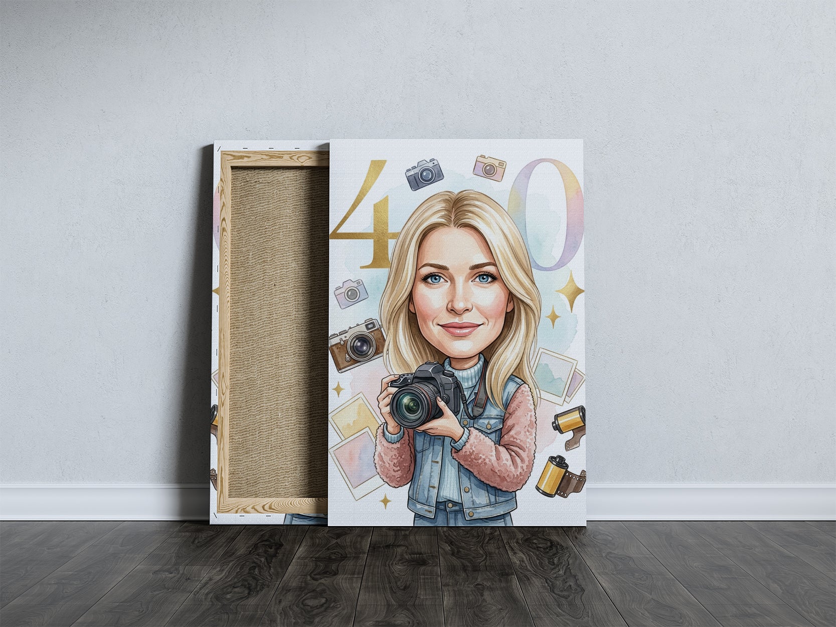 Karykatura fotografki na 40 urodziny - personalizowany prezent mockup 5