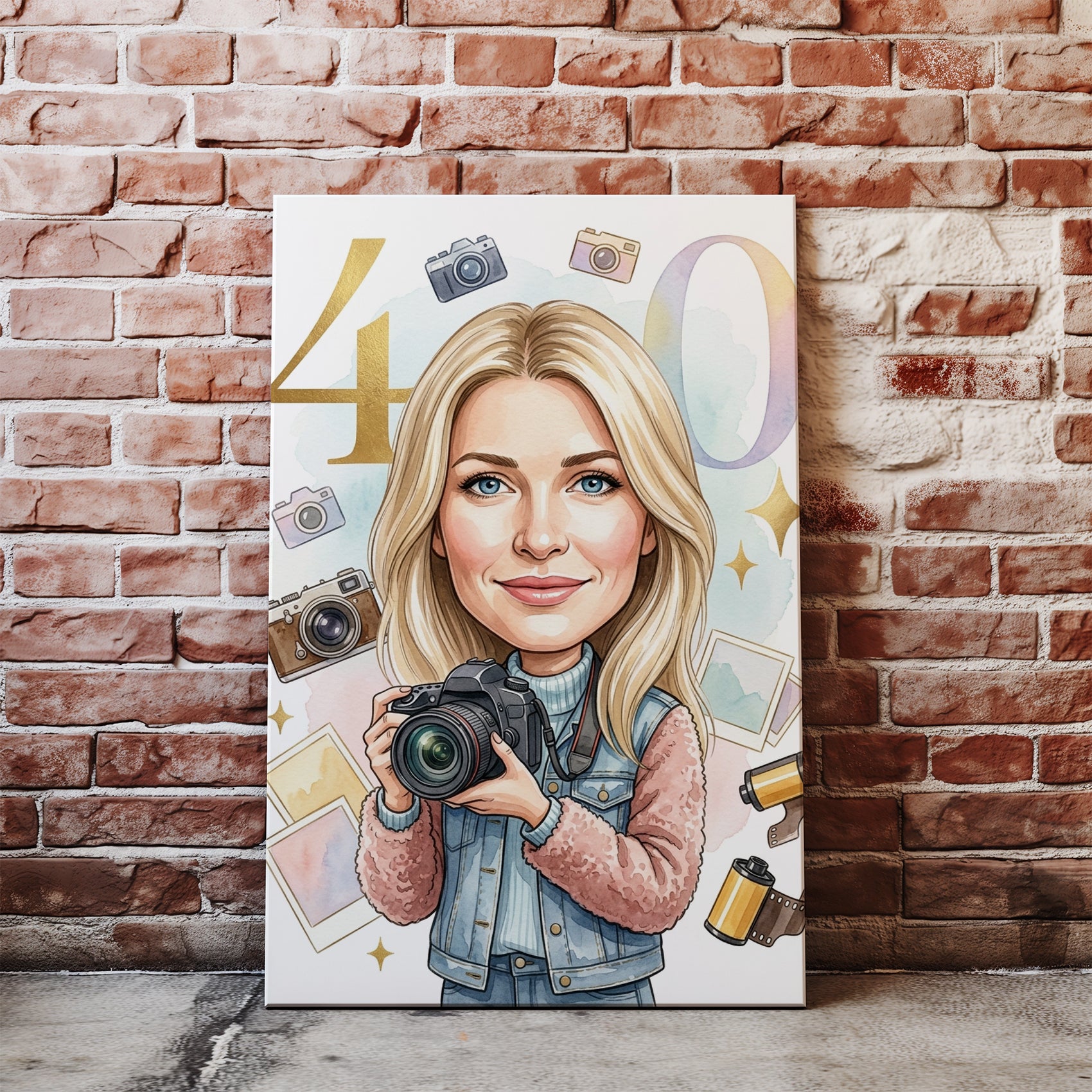 Karykatura fotografki na 40 urodziny - personalizowany prezent nacegle