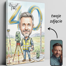 Pomysł na prezent dla geodety - karykatura na 40 urodziny ze zdjęcia glowne