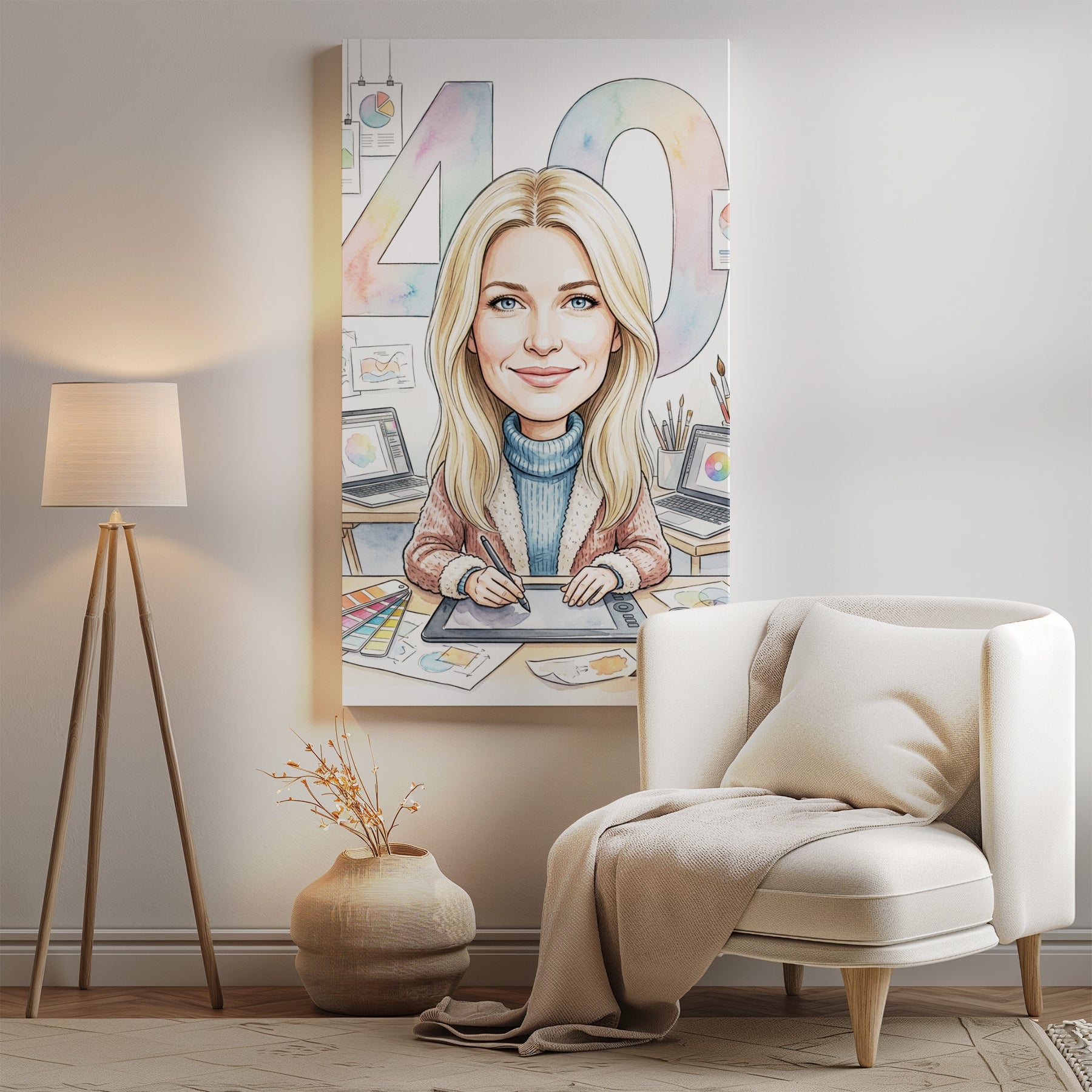 Karykatura graficzki na 40 Urodziny - Personalizowany Prezent mockup 2