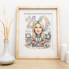 Karykatura graficzki na 40 Urodziny - Personalizowany Prezent mockup 3