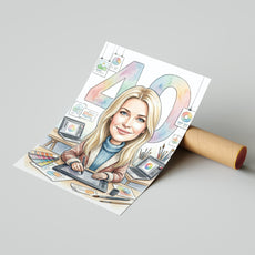 Karykatura graficzki na 40 Urodziny - Personalizowany Prezent mockup 4