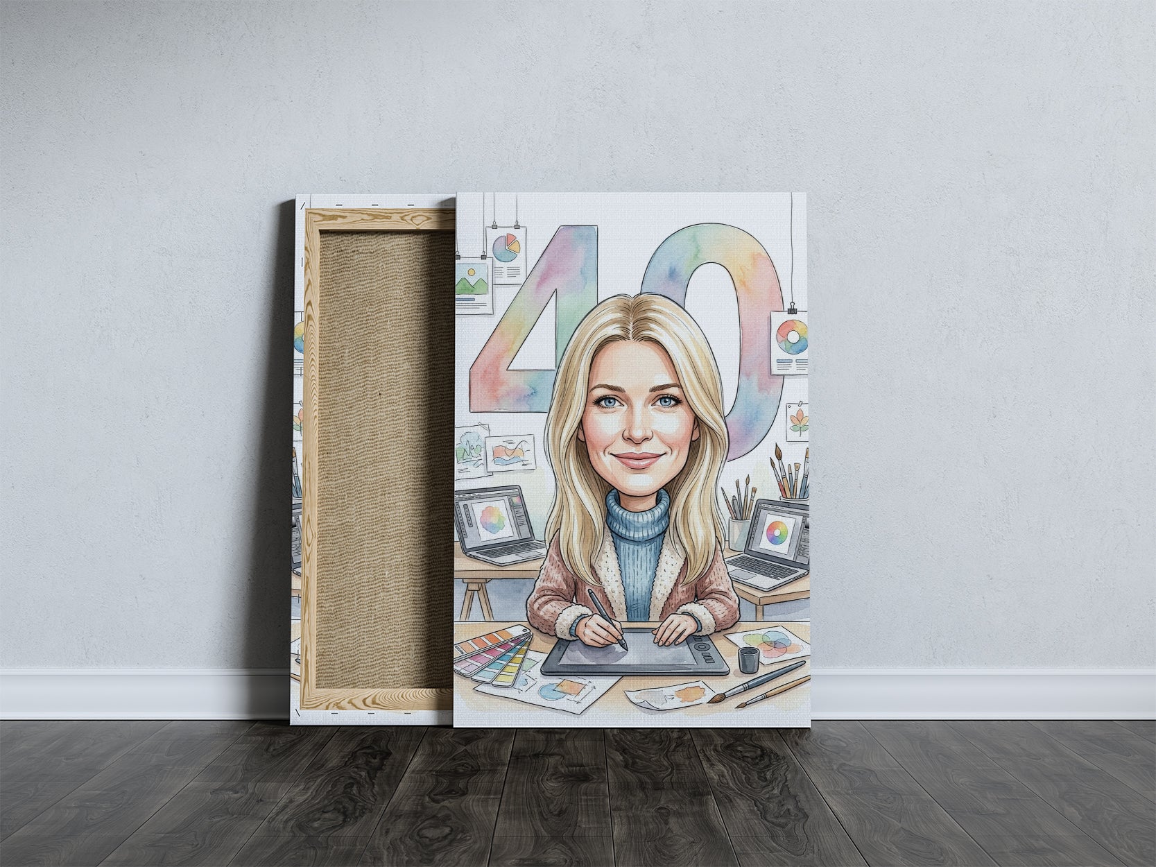 Karykatura graficzki na 40 Urodziny - Personalizowany Prezent mockup 5