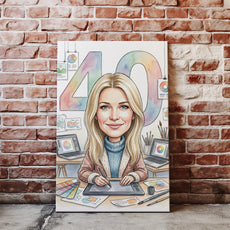 Karykatura graficzki na 40 Urodziny - Personalizowany Prezent nacegle