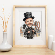 Pomysł na prezent dla kominiarza - karykatura na 40 urodziny mockup 3