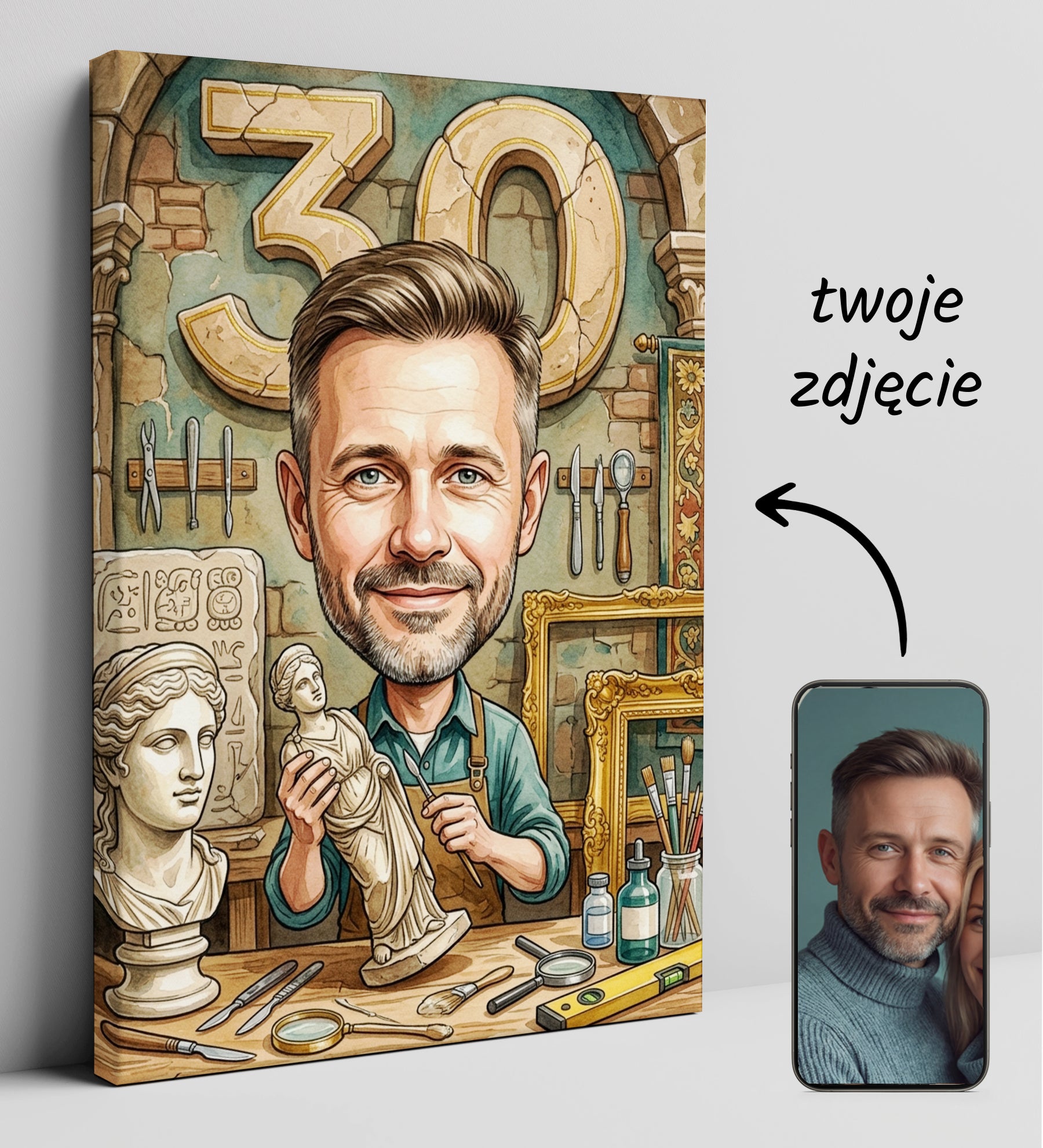 Pomysł na prezent dla konserwatora zabytków - karykatura ze zdjęcia glowne