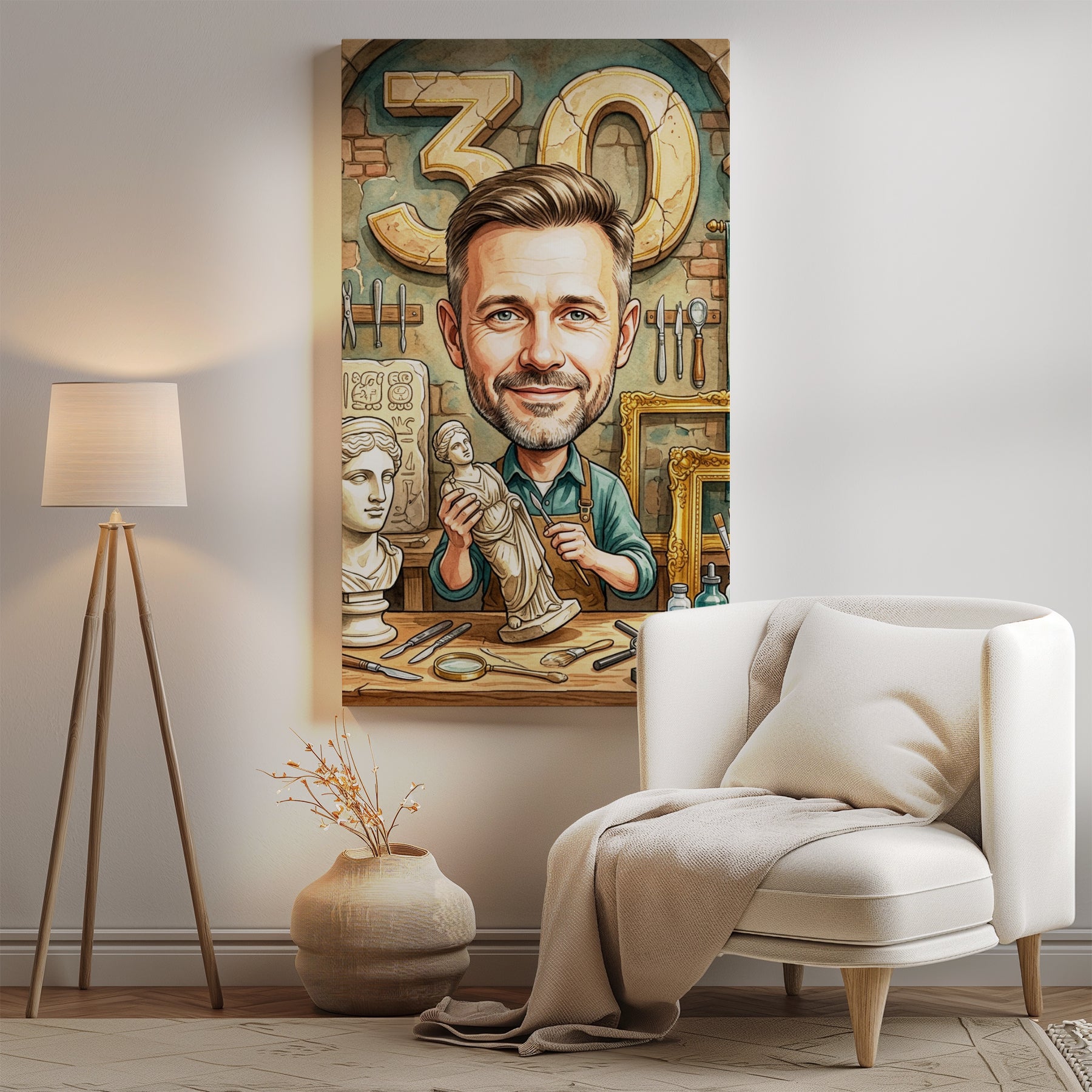 Pomysł na prezent dla konserwatora zabytków - karykatura ze zdjęcia mockup 2