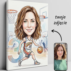 Pomysł na prezent dla koszykarki – karykatura personalizowana ze glowne