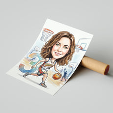 Pomysł na prezent dla koszykarki – karykatura personalizowana ze mockup 4