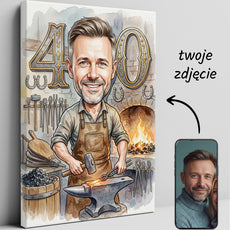 Pomysł na prezent dla kowala - karykatura na 40 urodziny glowne
