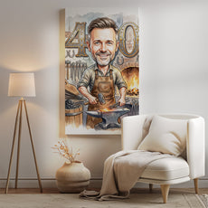 Pomysł na prezent dla kowala - karykatura na 40 urodziny mockup 2