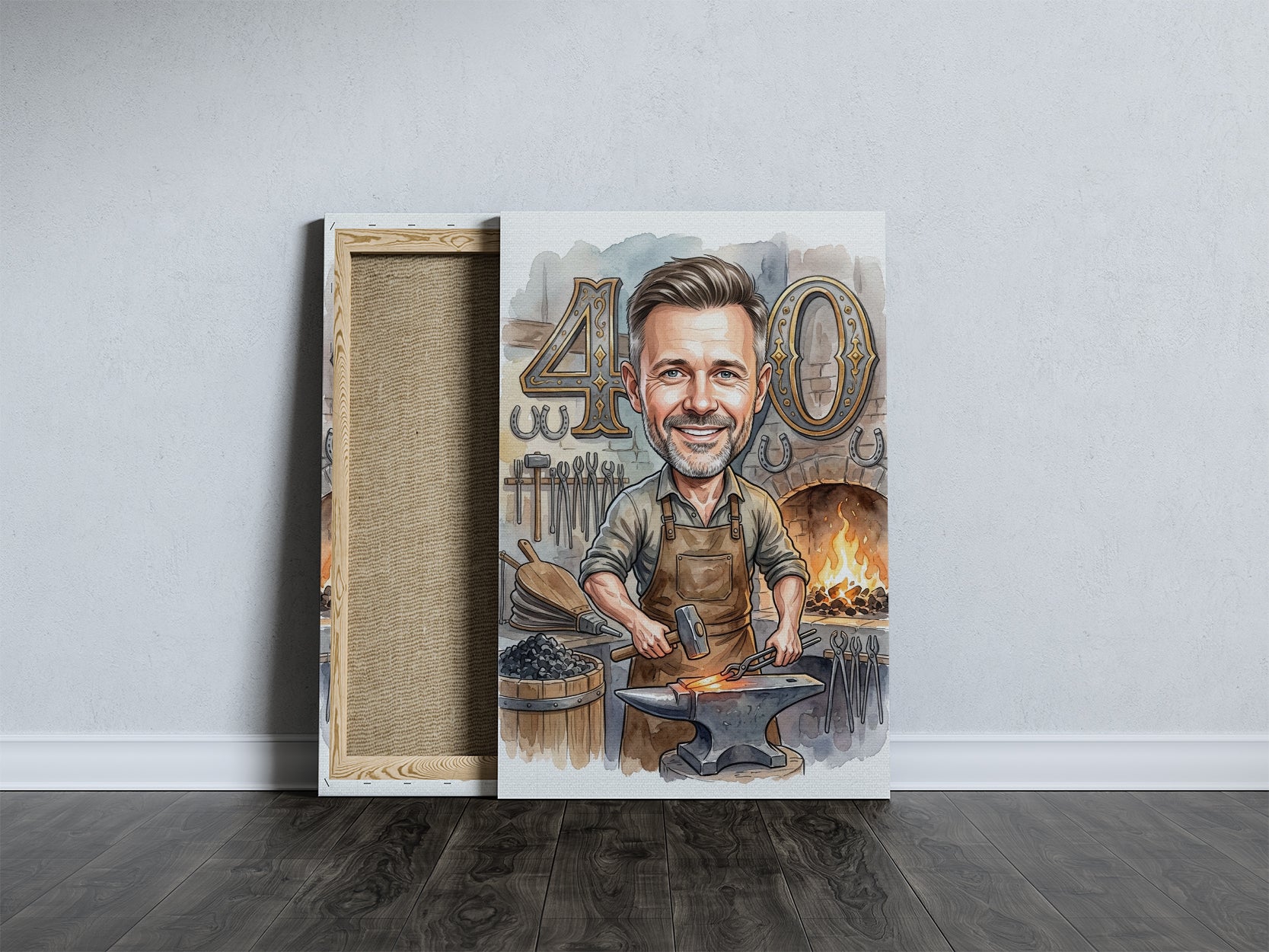 Pomysł na prezent dla kowala - karykatura na 40 urodziny mockup 5