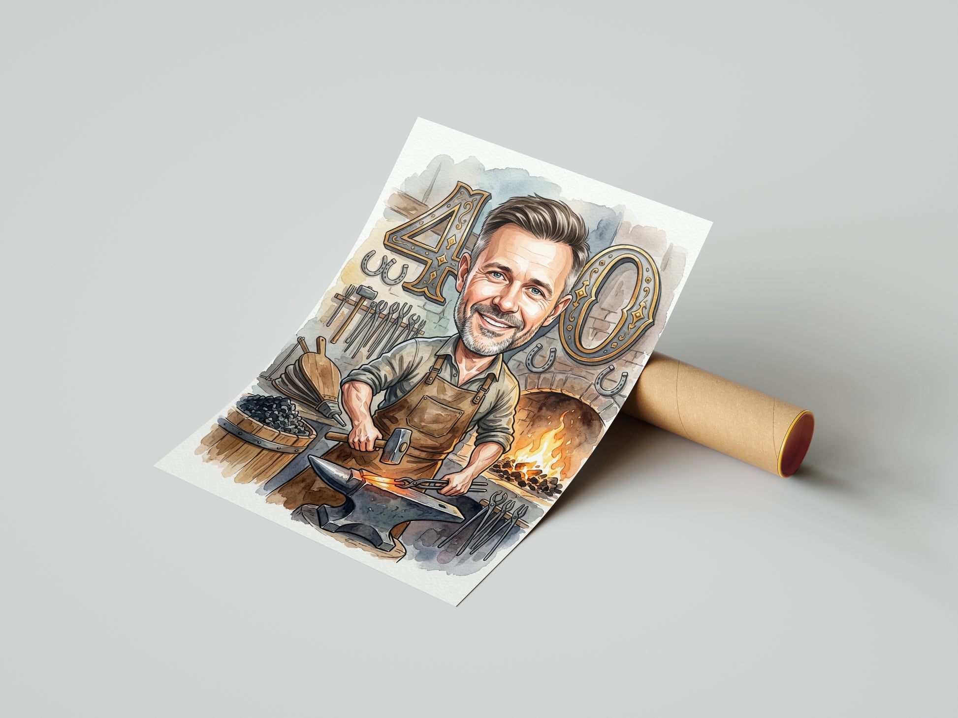 Pomysł na prezent dla kowala - karykatura na 40 urodziny mockup 4