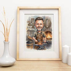 Pomysł na prezent dla kowala - karykatura na 40 urodziny mockup 3