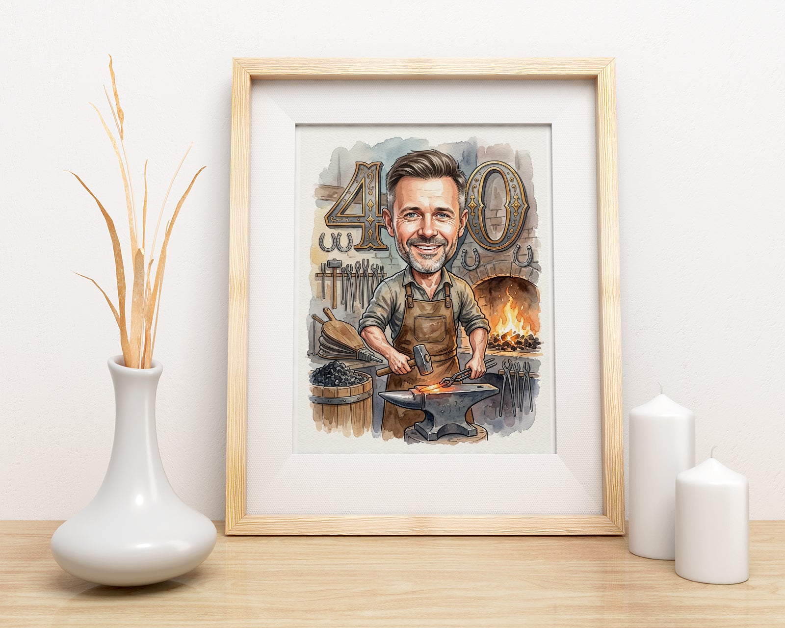 Pomysł na prezent dla kowala - karykatura na 40 urodziny mockup 3