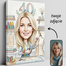 Karykatura krawcowej na 40 Urodziny - Personalizowany Prezent glowne