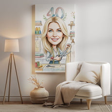 Karykatura krawcowej na 40 Urodziny - Personalizowany Prezent mockup 2