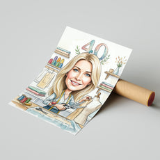 Karykatura krawcowej na 40 Urodziny - Personalizowany Prezent mockup 4