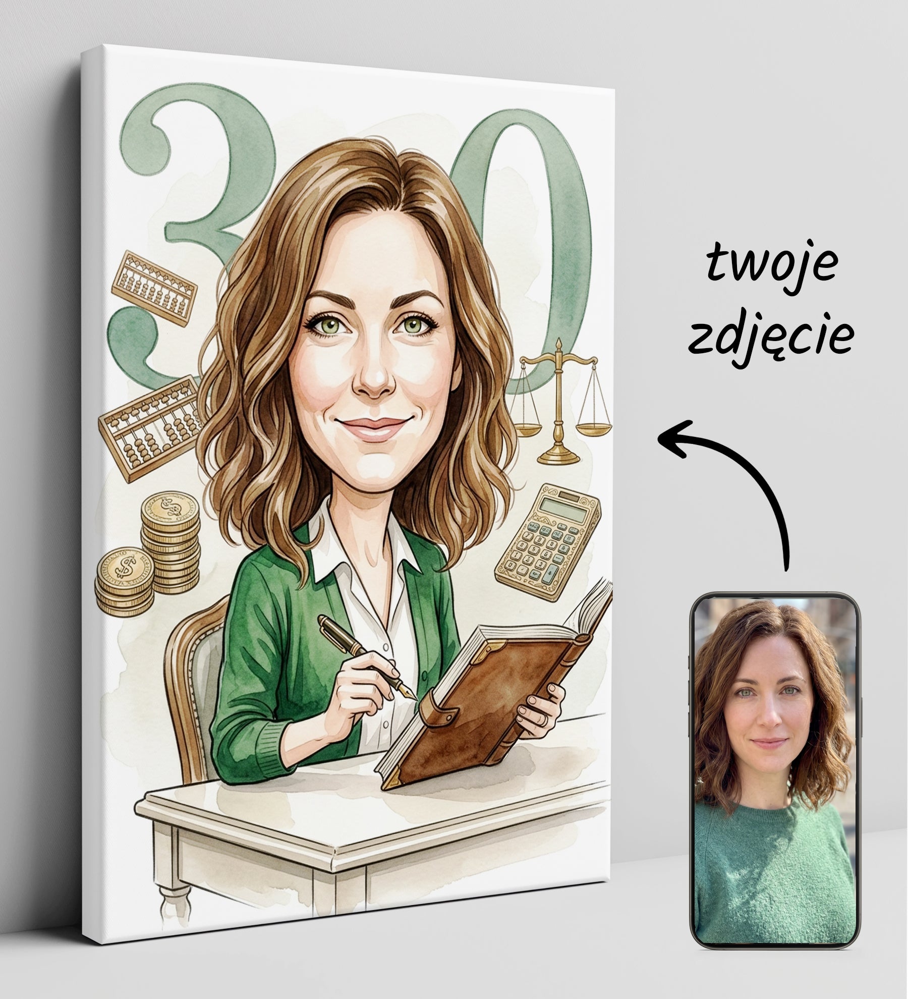 Pomysł na prezent dla księgowej – personalizowana karykatura ze glowne