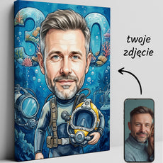 Pomysł na prezent dla nurka zawodowego - karykatura ze zdjęcia glowne