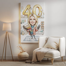 Karykatura projektantka wnętrz na 40 Urodziny - Personalizowany mockup 2