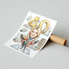 Karykatura projektantka wnętrz na 40 Urodziny - Personalizowany mockup 4