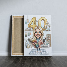 Karykatura projektantka wnętrz na 40 Urodziny - Personalizowany mockup 5