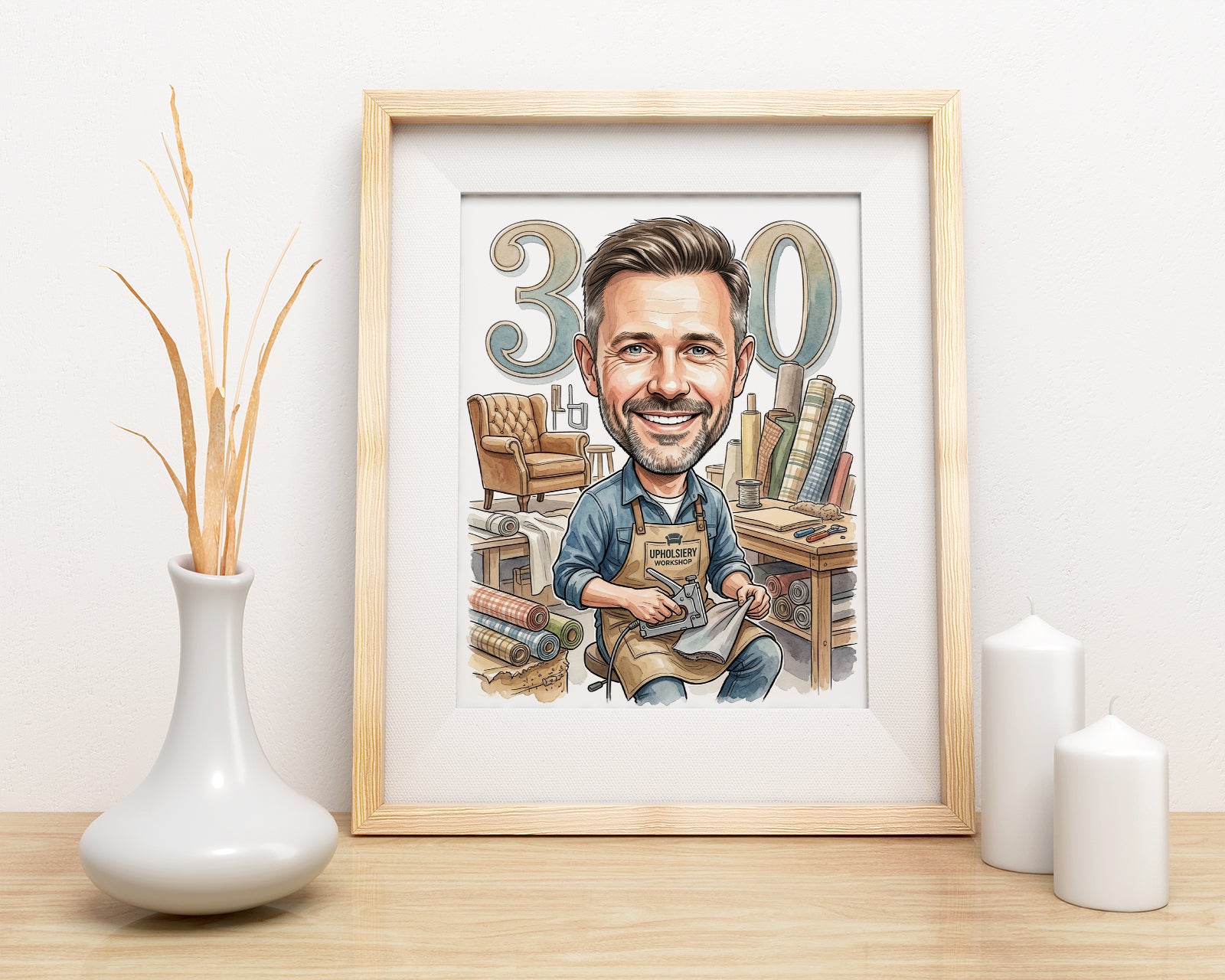 Pomysł na prezent dla tapicera - karykatura ze zdjęcia mockup 3
