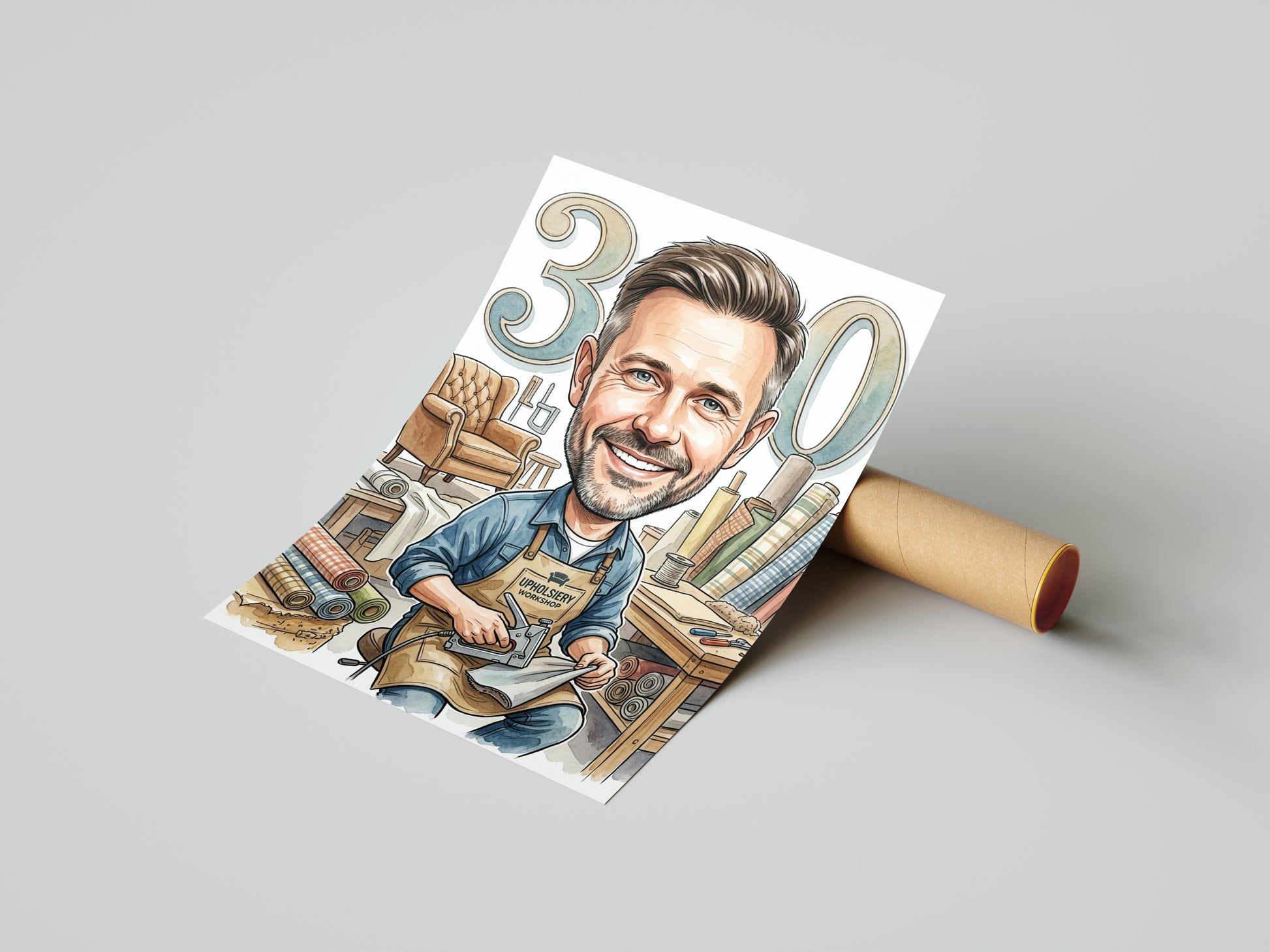 Pomysł na prezent dla tapicera - karykatura ze zdjęcia mockup 4