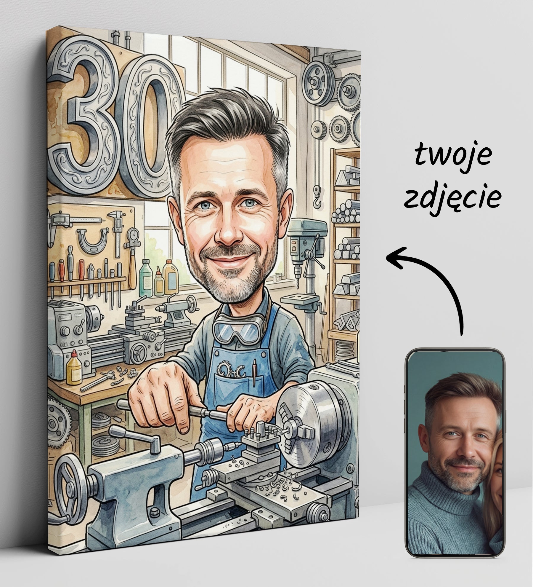 Pomysł na prezent dla tokarza - karykatura ze zdjęcia glowne